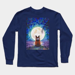 Corgi - full moon meditation Long Sleeve T-Shirt